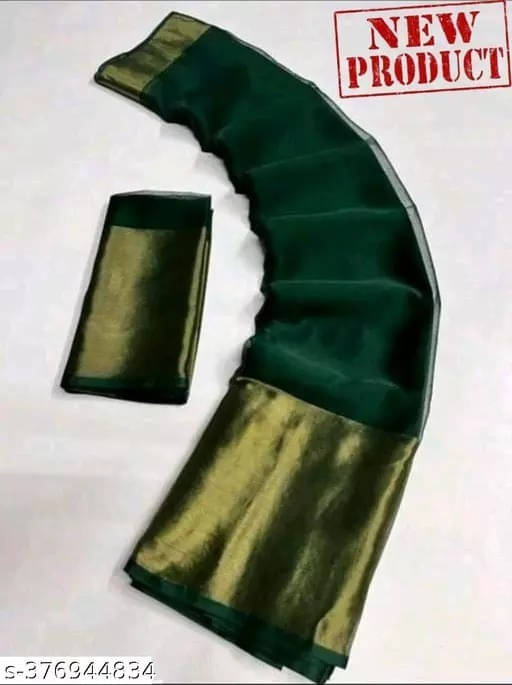     			VRAGI Chiffon Self Design Regular Saree With Unstitched Blouse Piece ( Green )