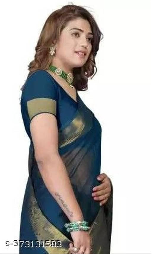     			VRAGI Chiffon Self Design Regular Saree With Unstitched Blouse Piece ( Blue )