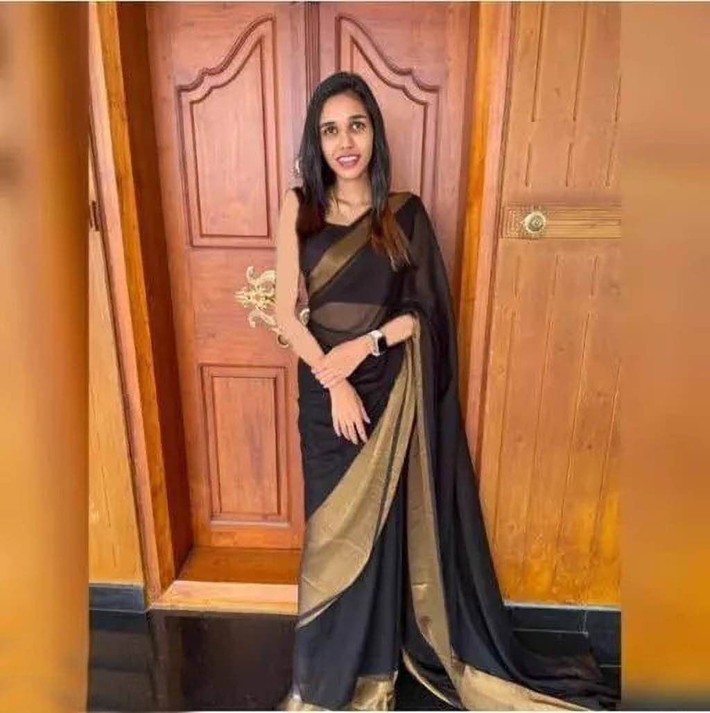 VRAGI Chiffon Self Design Regular Saree With Unstitched Blouse Piece ( Black ) VRAGI Chiffon Self Design Regular Saree With Unstitched Blouse Piece ( Black )