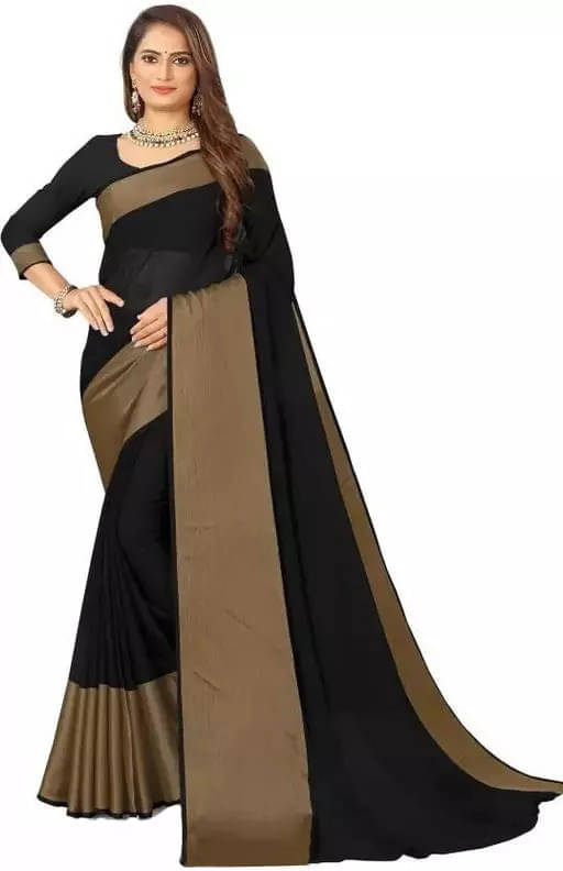     			VRAGI Chiffon Self Design Regular Saree With Unstitched Blouse Piece ( Black )