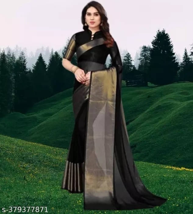     			VRAGI Chiffon Self Design Regular Saree With Unstitched Blouse Piece ( Black )