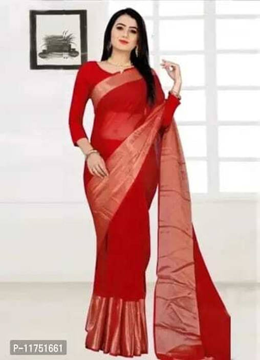 VRAGI Chiffon Solid Dharmavaram Saree With Unstitched Blouse Piece ( Pink ) VRAGI Chiffon Solid Dharmavaram Saree With Unstitched Blouse Piece ( Pink )