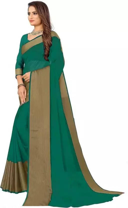     			VRAGI Chiffon Solid Regular Saree With Unstitched Blouse Piece ( Light Green )