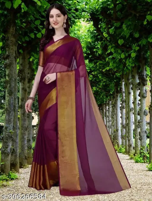     			VRAGI Chiffon Solid Regular Saree With Unstitched Blouse Piece ( Purple )