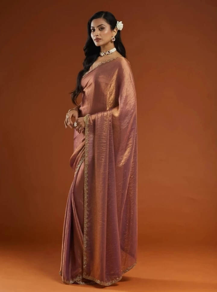 VRAGI Chiffon Solid Regular Saree With Unstitched Blouse Piece ( Purple ) VRAGI Chiffon Solid Regular Saree With Unstitched Blouse Piece ( Purple )