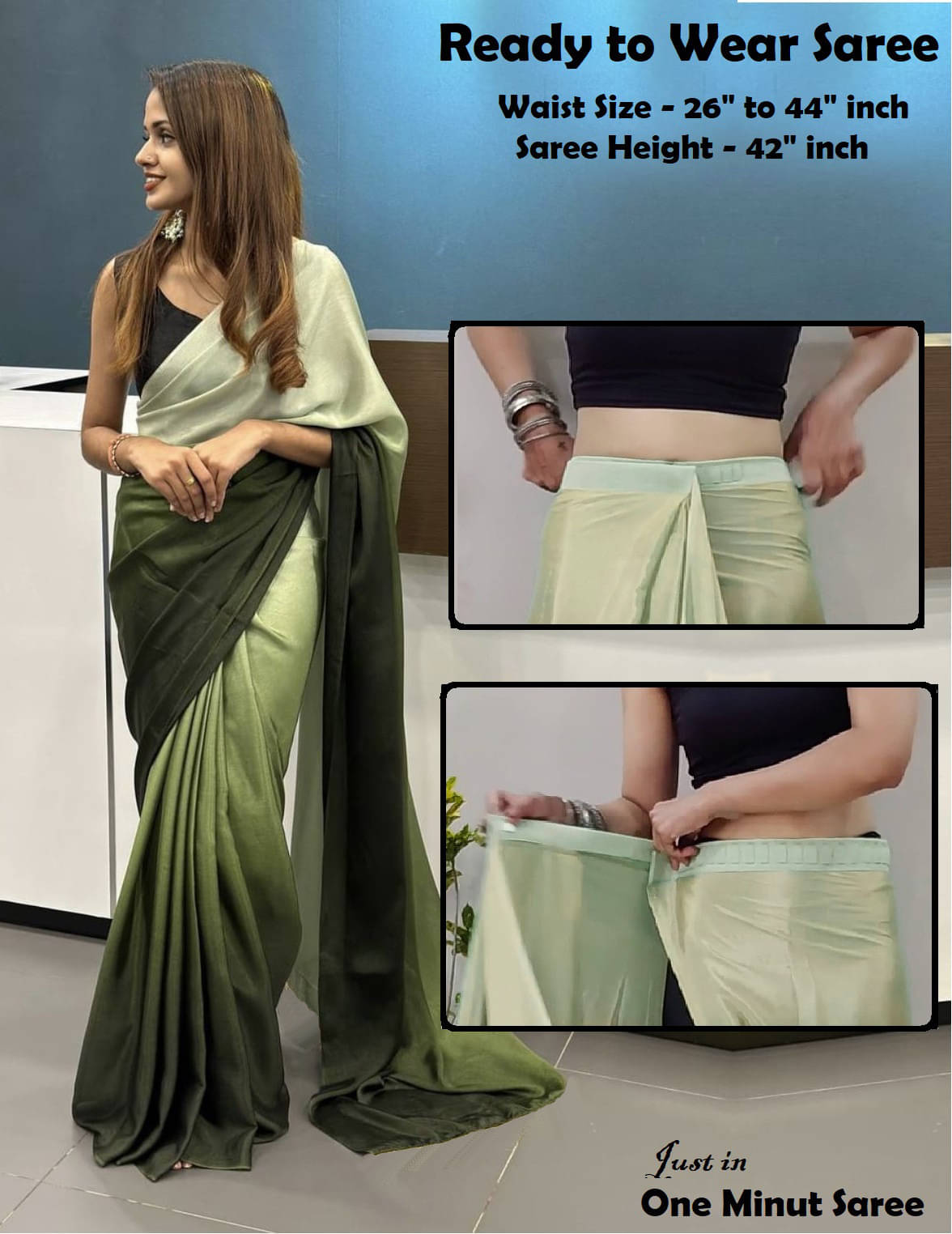     			VRAGI Chiffon Solid Regular Saree With Unstitched Blouse Piece ( Green )