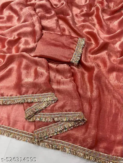     			VRAGI Chiffon Solid Regular Saree With Unstitched Blouse Piece ( Orange )