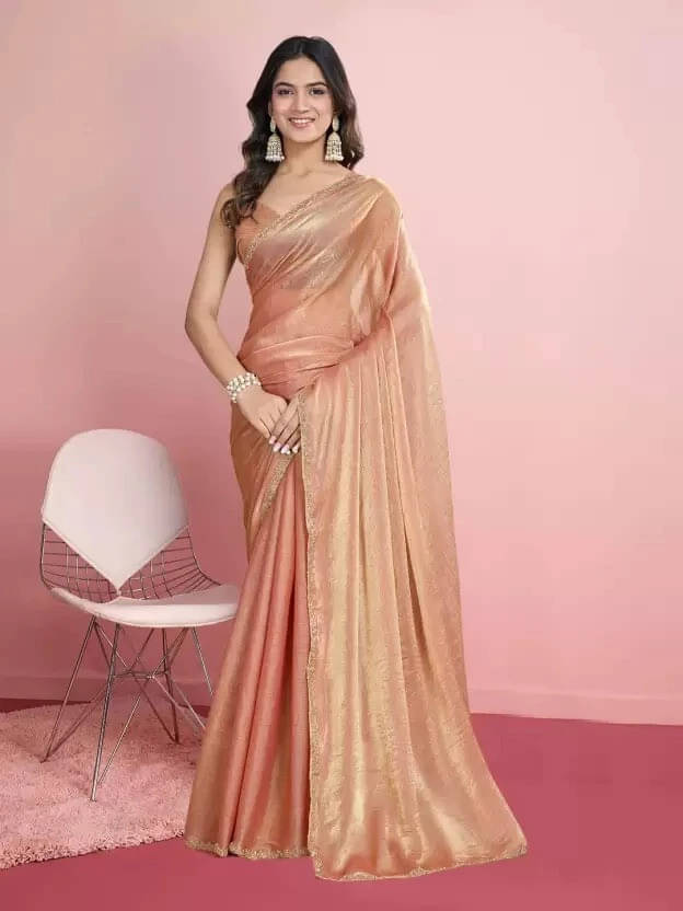     			VRAGI Chiffon Solid Regular Saree With Unstitched Blouse Piece ( Orange )