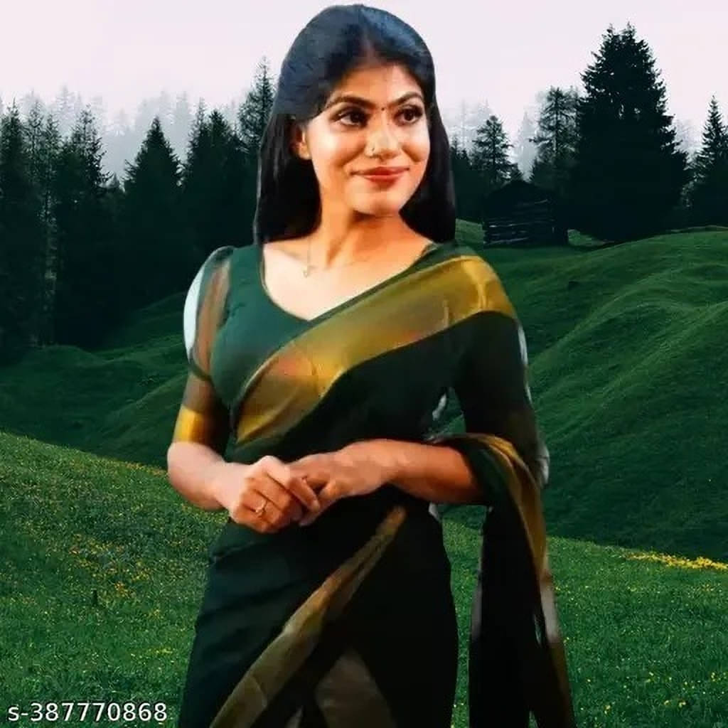     			VRAGI Chiffon Solid Regular Saree With Unstitched Blouse Piece ( Green )