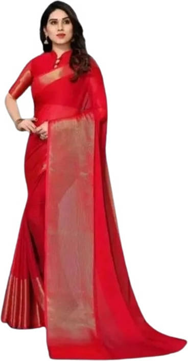VRAGI Chiffon Solid Regular Saree With Unstitched Blouse Piece ( Pink ) VRAGI Chiffon Solid Regular Saree With Unstitched Blouse Piece ( Pink )