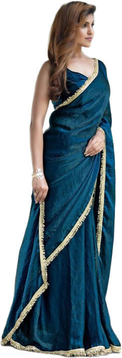     			VRAGI Chiffon Striped Regular Saree With Unstitched Blouse Piece ( Blue )