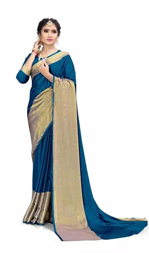     			VRAGI Chiffon Woven Regular Saree With Unstitched Blouse Piece ( Light Blue )