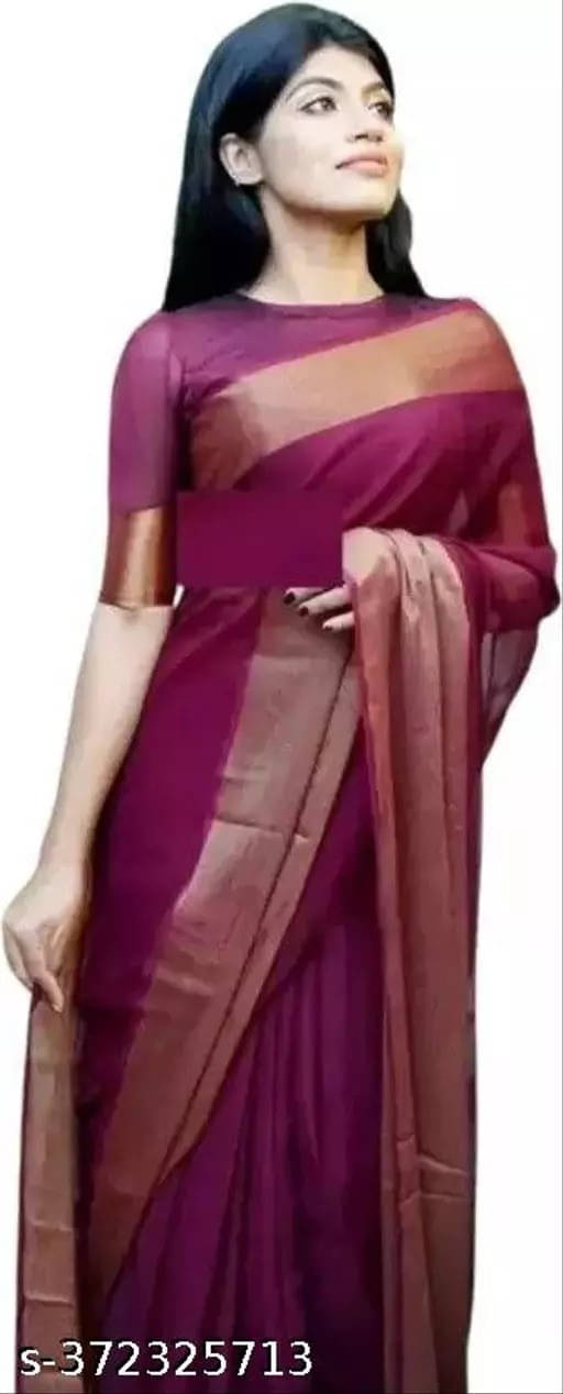     			VRAGI Chiffon Woven Regular Saree With Unstitched Blouse Piece ( Purple )