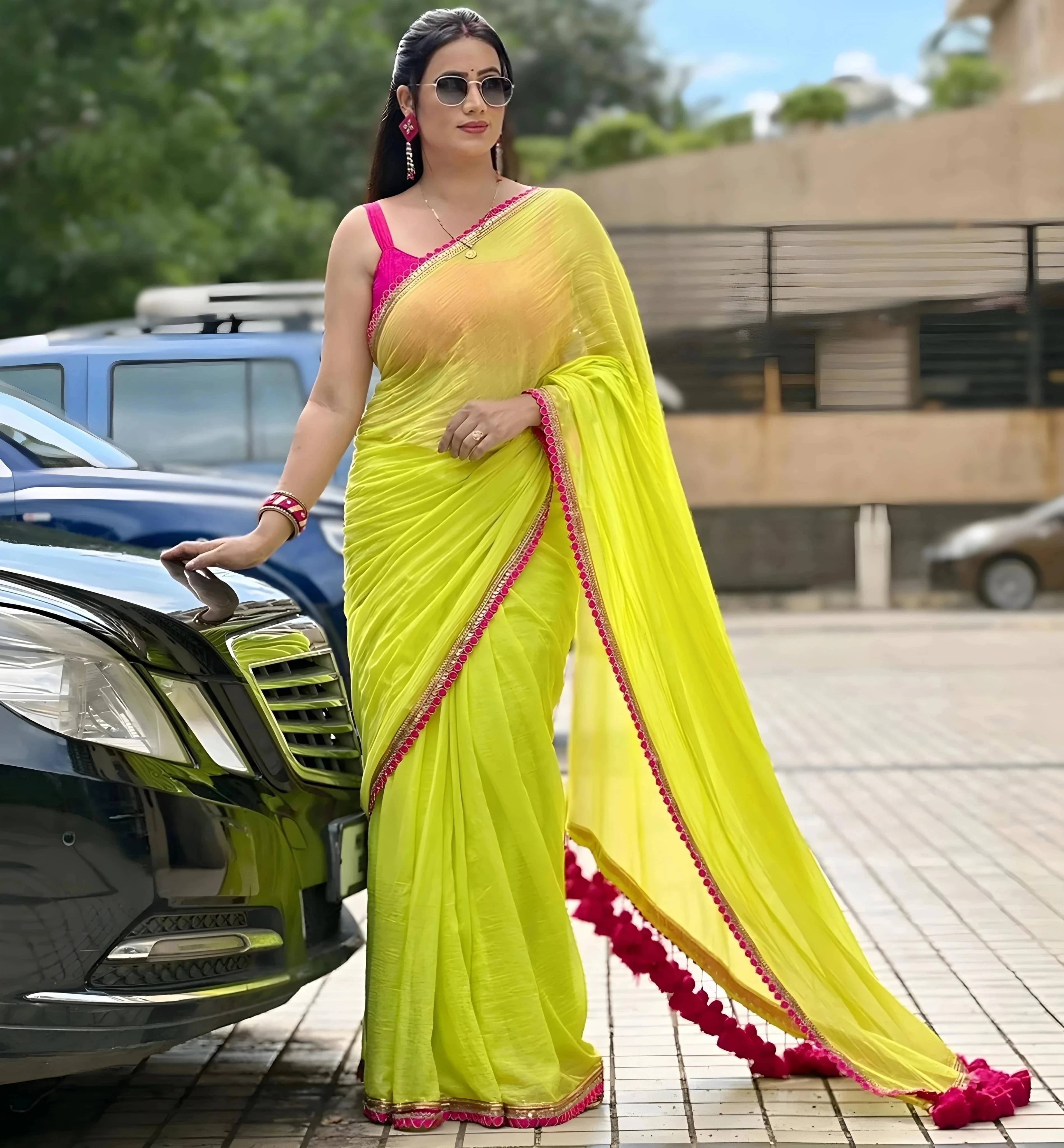 VRAGI Cotton Silk Printed Chanderi saree With Unstitched Blouse Piece ( Yellow ) VRAGI Cotton Silk Printed Chanderi saree With Unstitched Blouse Piece ( Yellow )