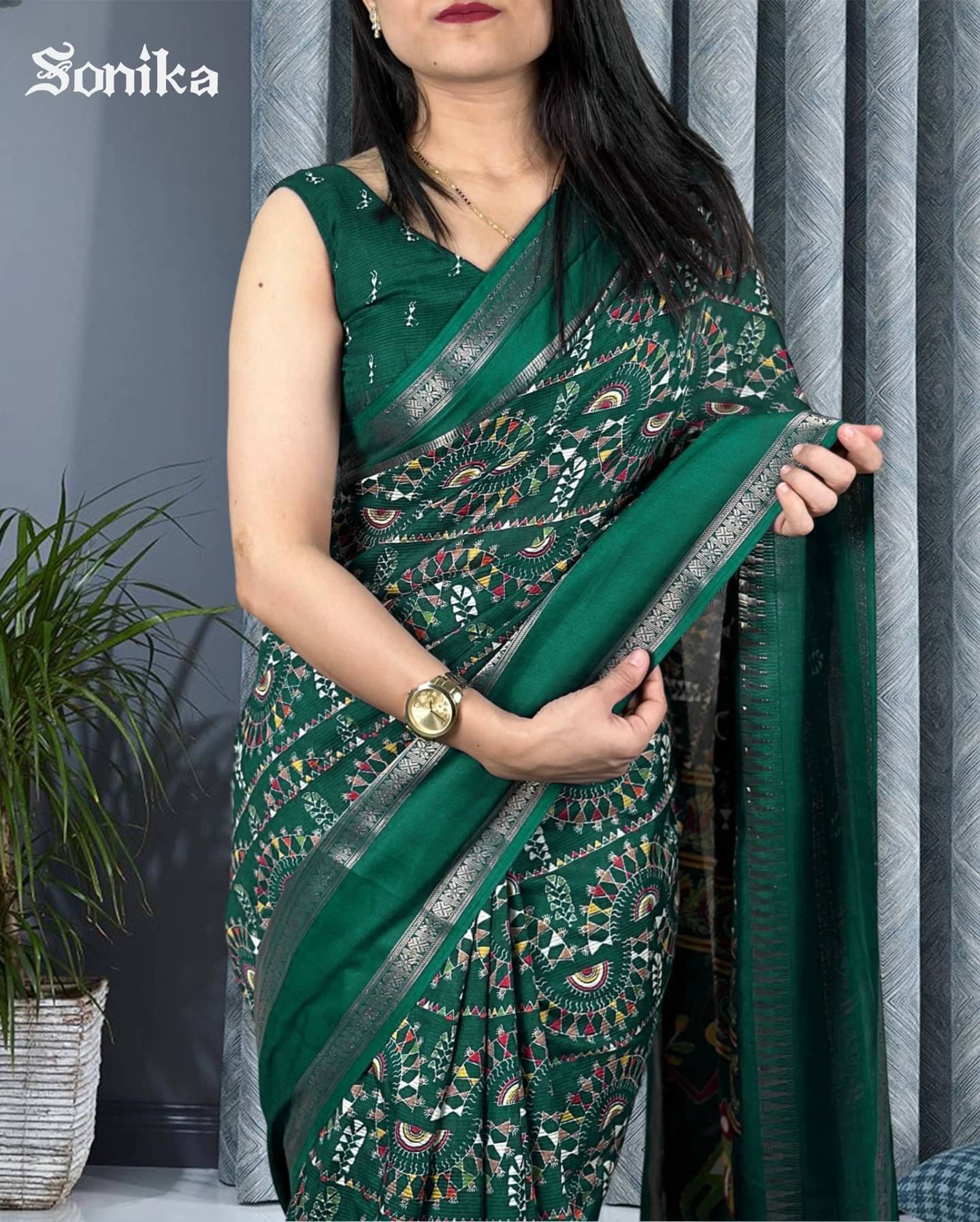 VRAGI Cotton Silk Printed Regular Saree With Unstitched Blouse Piece ( Green ) VRAGI Cotton Silk Printed Regular Saree With Unstitched Blouse Piece ( Green )