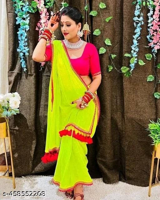 VRAGI Georgette Embellished Bandhani Sarees With Unstitched Blouse Piece ( Light Green ) VRAGI Georgette Embellished Bandhani Sarees With Unstitched Blouse Piece ( Light Green )