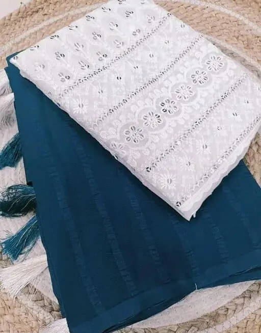 VRAGI Georgette Embellished Regular Saree With Unstitched Blouse Piece ( Multicolor ) VRAGI Georgette Embellished Regular Saree With Unstitched Blouse Piece ( Multicolor )