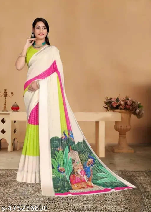 VRAGI Georgette Embellished Regular Saree With Unstitched Blouse Piece ( Multicolor ) VRAGI Georgette Embellished Regular Saree With Unstitched Blouse Piece ( Multicolor )
