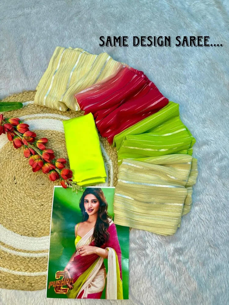     			VRAGI Georgette Embellished Regular Saree With Unstitched Blouse Piece ( Multicolor )