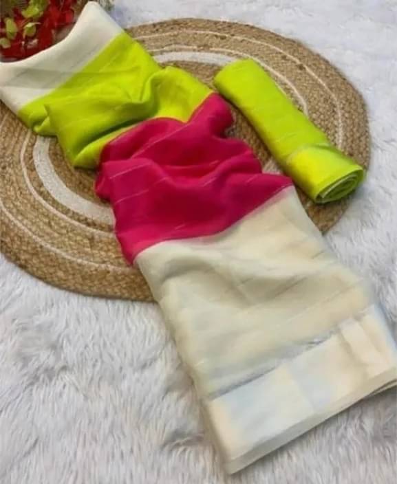     			VRAGI Georgette Embellished Regular Saree With Unstitched Blouse Piece ( Multicolor )