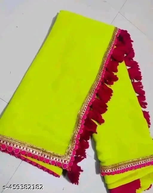 VRAGI Georgette Embroidered Leheriya Saree With Unstitched Blouse Piece ( Green ) VRAGI Georgette Embroidered Leheriya Saree With Unstitched Blouse Piece ( Green )