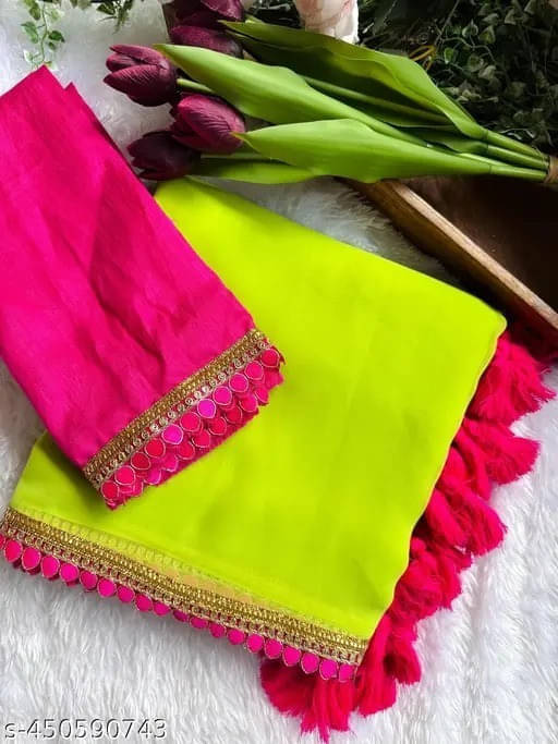 VRAGI Georgette Embroidered Leheriya Saree With Unstitched Blouse Piece ( Green ) VRAGI Georgette Embroidered Leheriya Saree With Unstitched Blouse Piece ( Green )