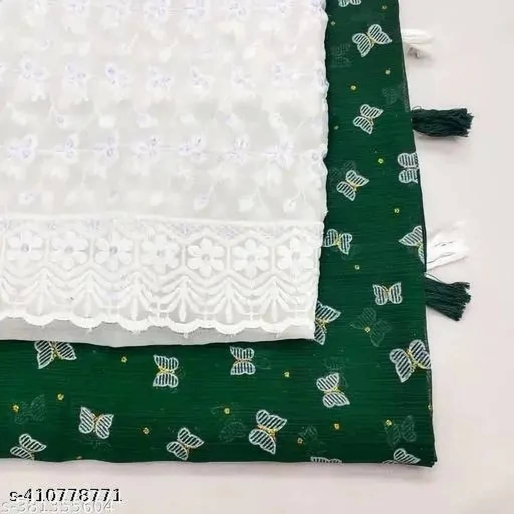 VRAGI Georgette Printed Regular Saree With Unstitched Blouse Piece ( Green ) VRAGI Georgette Printed Regular Saree With Unstitched Blouse Piece ( Green )