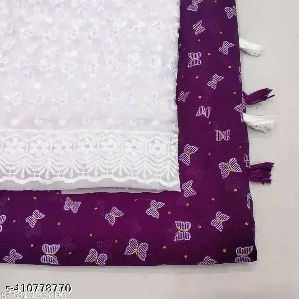 VRAGI Georgette Printed Regular Saree With Unstitched Blouse Piece ( Purple ) VRAGI Georgette Printed Regular Saree With Unstitched Blouse Piece ( Purple )