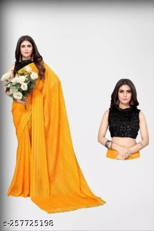     			VRAGI Georgette Self Design Regular Saree With Unstitched Blouse Piece ( Blue )