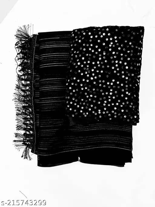 VRAGI Georgette Striped Regular Saree With Unstitched Blouse Piece ( Black ) VRAGI Georgette Striped Regular Saree With Unstitched Blouse Piece ( Black )