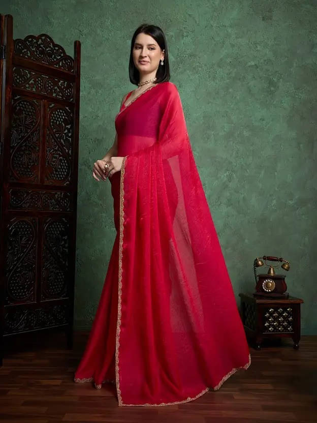 VRAGI Linen Printed Regular Saree With Unstitched Blouse Piece ( Pink ) VRAGI Linen Printed Regular Saree With Unstitched Blouse Piece ( Pink )