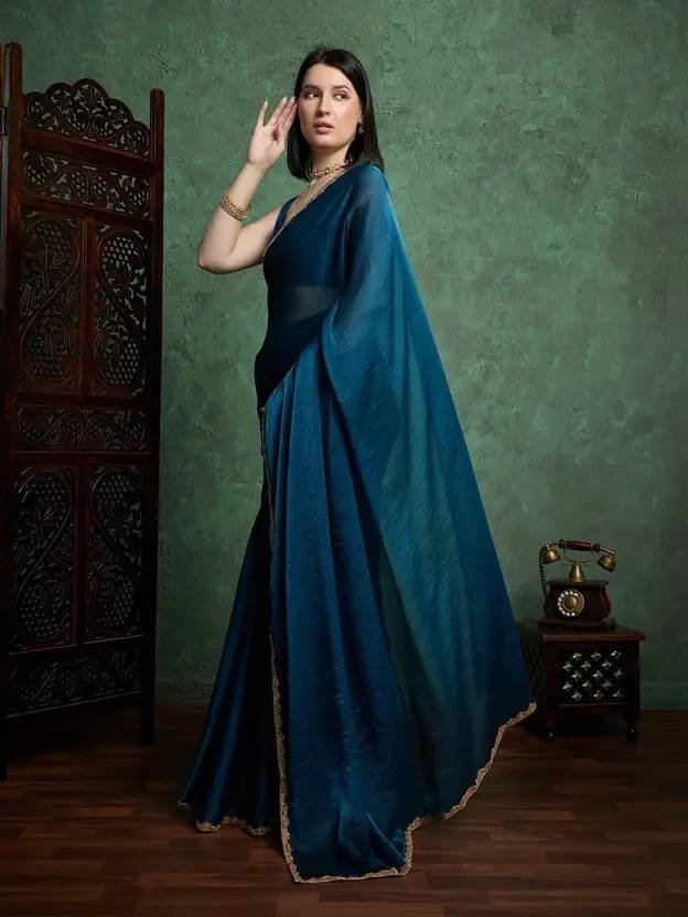 VRAGI Linen Self Design Regular Saree With Unstitched Blouse Piece ( Blue ) VRAGI Linen Self Design Regular Saree With Unstitched Blouse Piece ( Blue )