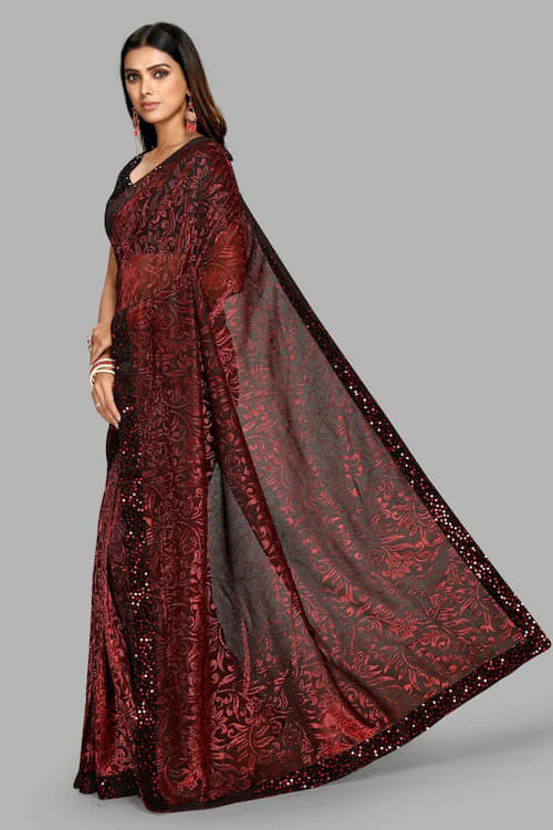VRAGI Lycra Embellished Regular Saree With Unstitched Blouse Piece ( Maroon ) VRAGI Lycra Embellished Regular Saree With Unstitched Blouse Piece ( Maroon )