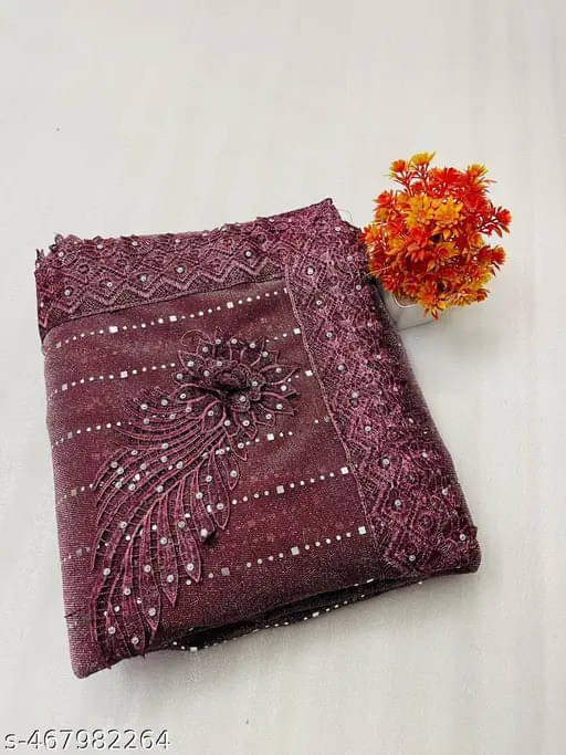     			VRAGI Lycra Embellished Regular Saree With Unstitched Blouse Piece ( Magenta )