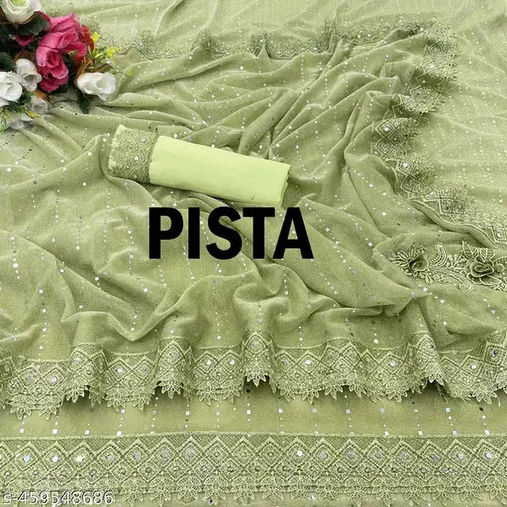 VRAGI Lycra Embellished Regular Saree With Unstitched Blouse Piece ( Light Green ) VRAGI Lycra Embellished Regular Saree With Unstitched Blouse Piece ( Light Green )