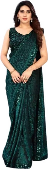 VRAGI Lycra Printed Regular Saree With Unstitched Blouse Piece ( Green ) VRAGI Lycra Printed Regular Saree With Unstitched Blouse Piece ( Green )