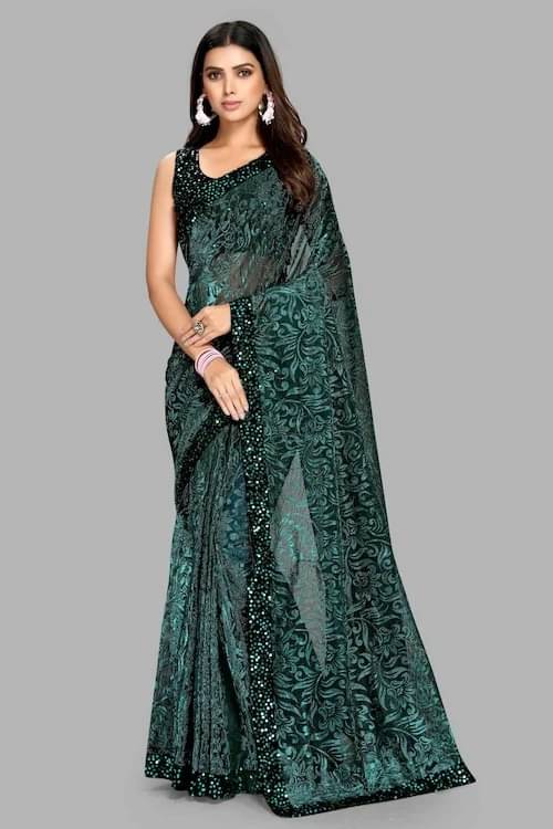 VRAGI Lycra Printed Regular Saree With Unstitched Blouse Piece ( Green ) VRAGI Lycra Printed Regular Saree With Unstitched Blouse Piece ( Green )