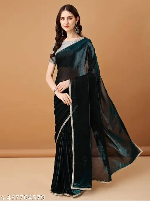 VRAGI Lycra Self Design Regular Saree With Unstitched Blouse Piece ( Green ) VRAGI Lycra Self Design Regular Saree With Unstitched Blouse Piece ( Green )