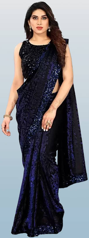 VRAGI Lycra Self Design Regular Saree With Unstitched Blouse Piece ( Blue ) VRAGI Lycra Self Design Regular Saree With Unstitched Blouse Piece ( Blue )