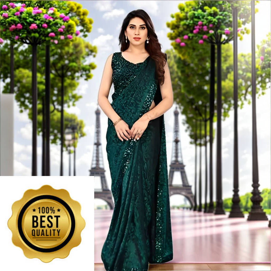 VRAGI Lycra Solid Regular Saree With Unstitched Blouse Piece ( Green ) VRAGI Lycra Solid Regular Saree With Unstitched Blouse Piece ( Green )