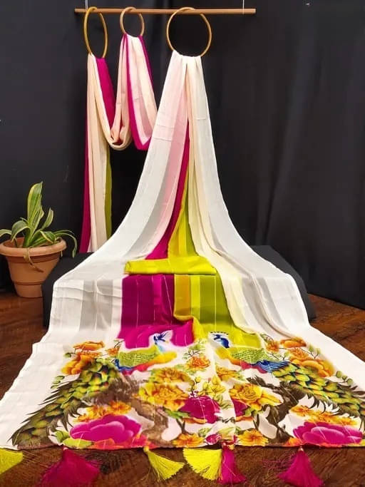 VRAGI Lycra Solid Regular Saree With Unstitched Blouse Piece ( Multicolor ) VRAGI Lycra Solid Regular Saree With Unstitched Blouse Piece ( Multicolor )