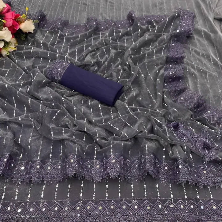 VRAGI Lycra Woven Banarasi saree With Unstitched Blouse Piece ( Grey ) VRAGI Lycra Woven Banarasi saree With Unstitched Blouse Piece ( Grey )