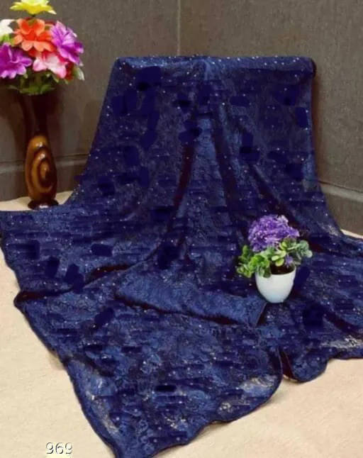    			VRAGI Net Dyed Regular Saree With Unstitched Blouse Piece ( Navy Blue )