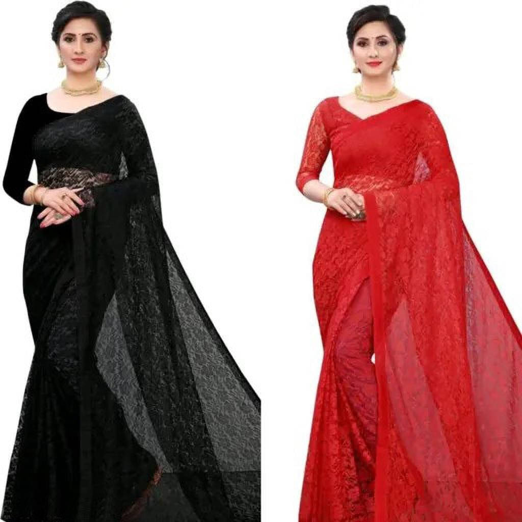     			VRAGI Net Dyed Regular Saree With Unstitched Blouse Piece ( Multicolor )