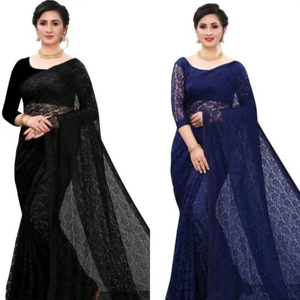     			VRAGI Net Dyed Regular Saree With Unstitched Blouse Piece ( Multicolor )