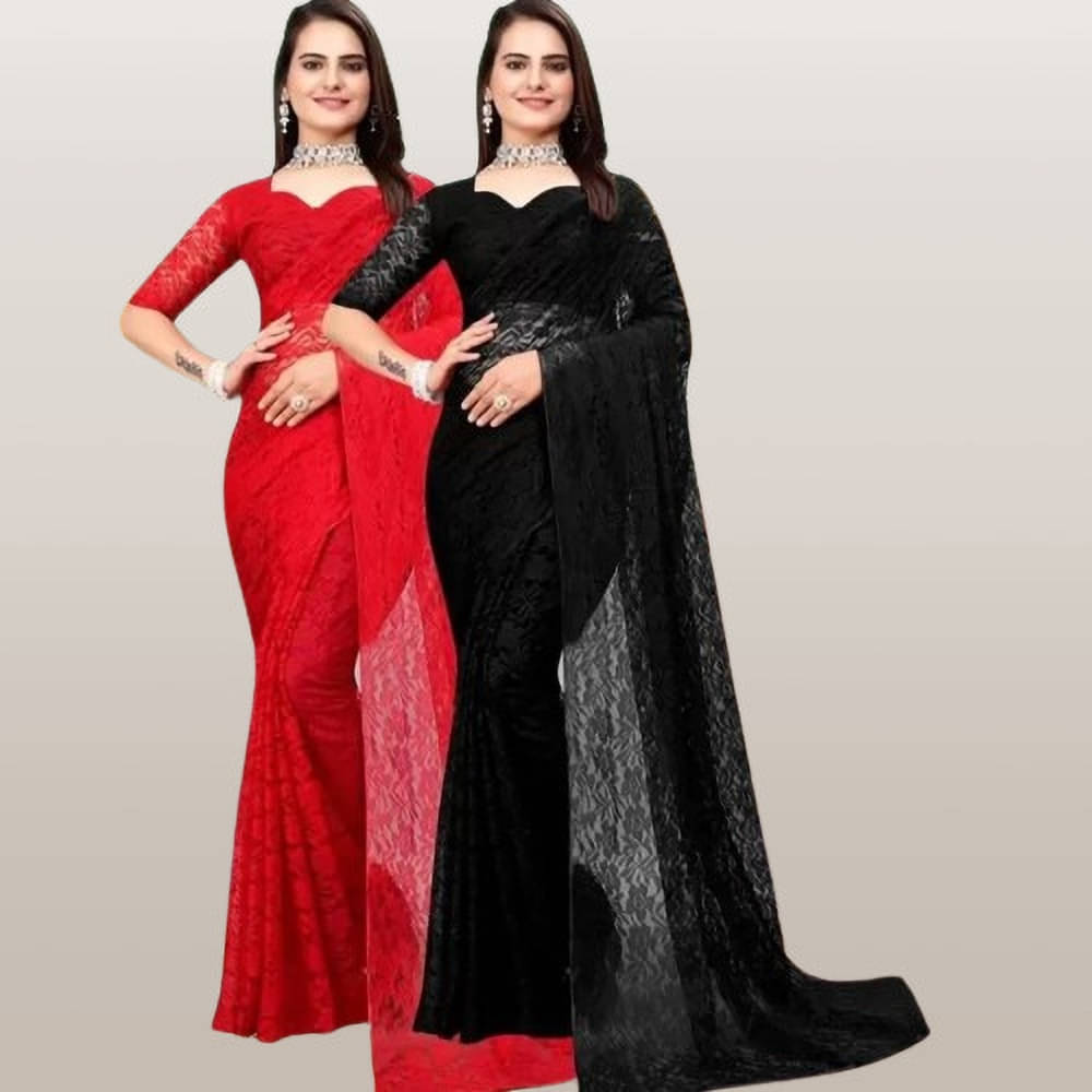 VRAGI Net Printed Regular Saree With Unstitched Blouse Piece ( Multicolor ) VRAGI Net Printed Regular Saree With Unstitched Blouse Piece ( Multicolor )