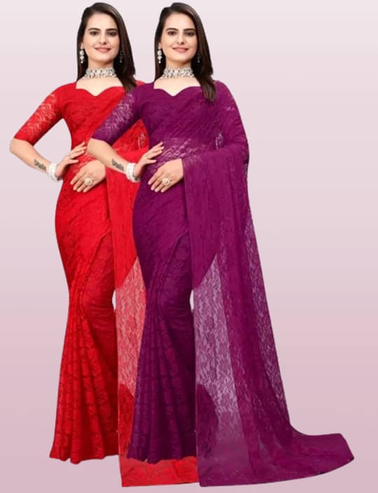 VRAGI Net Printed Regular Saree With Unstitched Blouse Piece ( Multicolor ) VRAGI Net Printed Regular Saree With Unstitched Blouse Piece ( Multicolor )