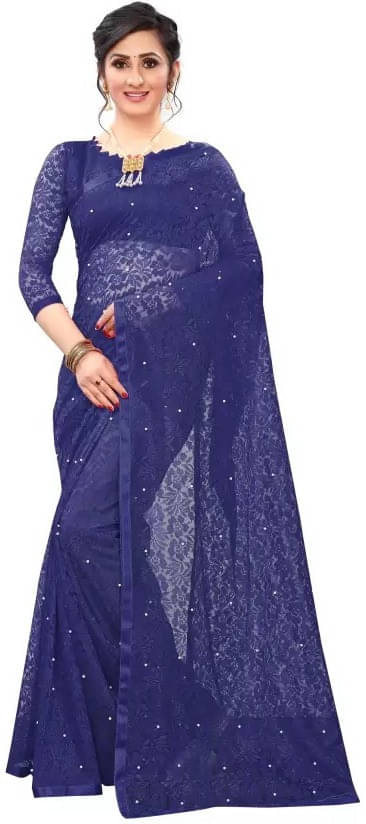 VRAGI Net Printed Regular Saree With Unstitched Blouse Piece ( Blue ) VRAGI Net Printed Regular Saree With Unstitched Blouse Piece ( Blue )