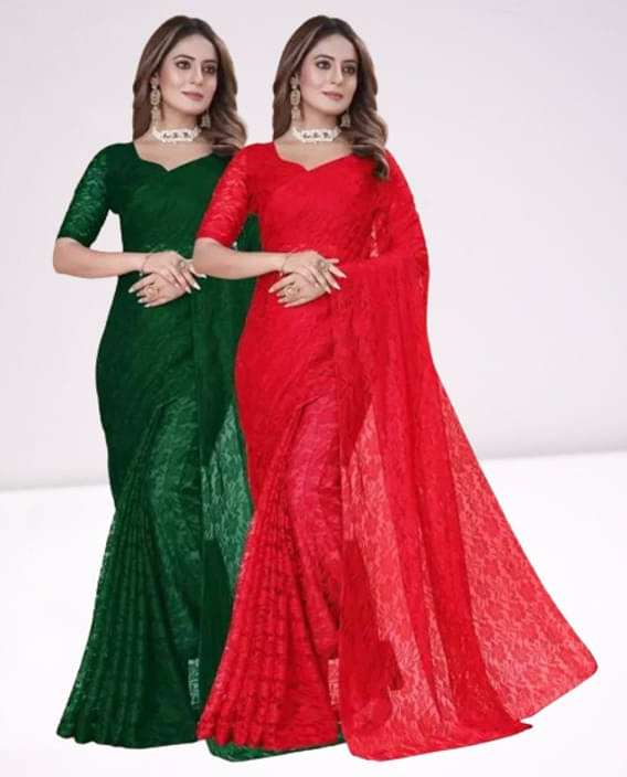 VRAGI Net Printed Regular Saree With Unstitched Blouse Piece ( Multicolor ) VRAGI Net Printed Regular Saree With Unstitched Blouse Piece ( Multicolor )