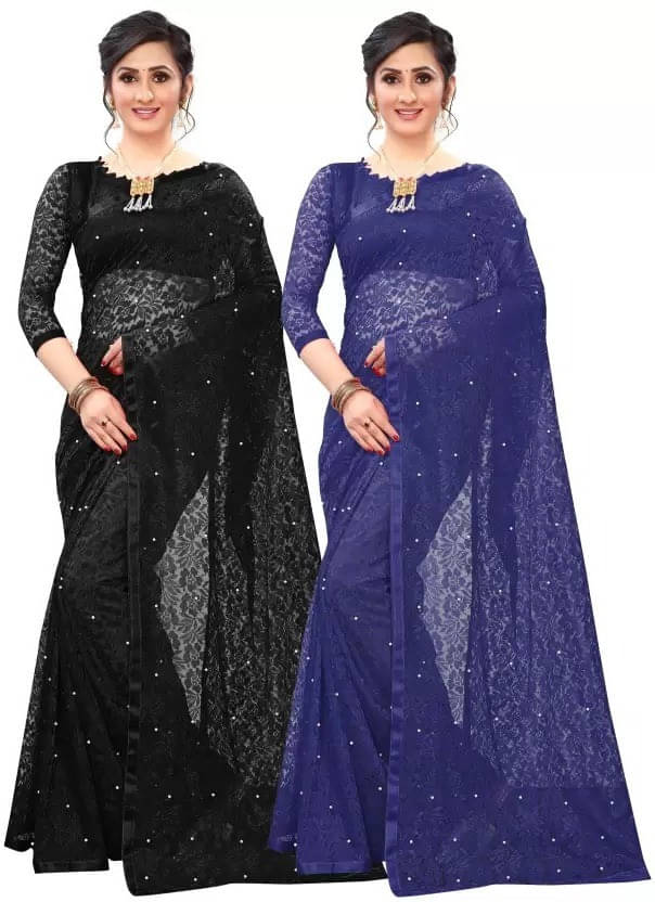 VRAGI Net Printed Regular Saree With Unstitched Blouse Piece ( Multicolor ) VRAGI Net Printed Regular Saree With Unstitched Blouse Piece ( Multicolor )
